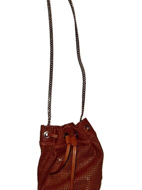 IRO Brown Perforated Leather Drawstring Crossbody